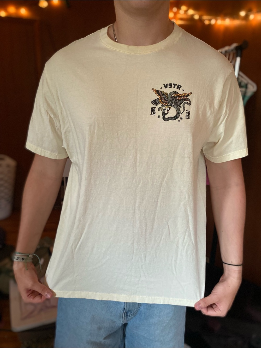 Men’s Cream Graphic Crewneck T-Shirt